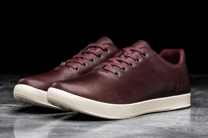 Men's Nobull Burgundy Leather Trainers Burgundy | SG G2366S